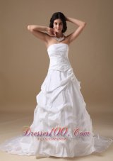 A-line Maternity Wedding Dress Strapless Taffeta Appliques