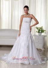 Spring Mermaid Strapless Lace Wedding Bridal Dress Brooch