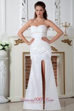 Unique Keyhole Beach Wedding Dress Slit Column Floor-length