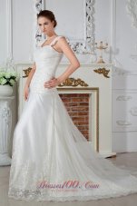 Empire Straps Appliques Lace Wedding Gowns Tulle Winter