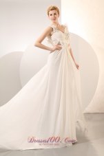 Empire Plus Size Maternity Wedding Dress Flowers Chiffon