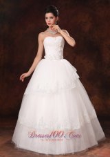 Designer Ball Gown Church Wedding Dress Appliques Tulle