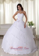 Beaded Organza Flower Sweetheart Wedding Ball Gown