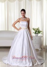 Custom Made Satin Court Train Wedding Bridal Gowns