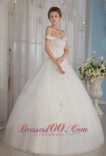 Off The Shoulder Ball Gown Beading Wedding Dress