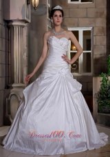 Hand Made Flowers Ball Gown Court Train Wedding Dress