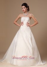 Beaded Church Wedding Dress Court Train Ball Gown