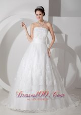 Brush Train A Line Strapless Wedding Dress Sash