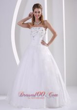 Organza Appliques Beach Wedding Dress Beaded