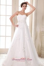 Sweetheart Beaded Appliques Brush Wedding Dress