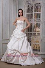 Appliques Court Train Taffeta Beaded Wedding Dress