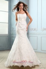 Sweetheart Mermaid Lace Belt Court Wedding Dress