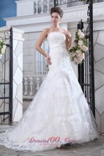 Lace Mermaid Belt Court Train Wedding Dress