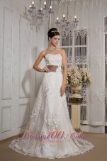 Appliques Lace Court Train Wedding Dress Colored