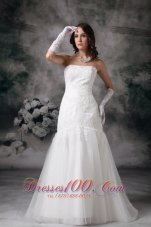 Mermaid Brush Lace Wedding Dress Strapless Tulle