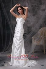 Beaded Ivory Ruched Wedding Dress Brush Taffeta