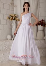 Appliques One Shoulder Chiffon Beach Wedding Dress