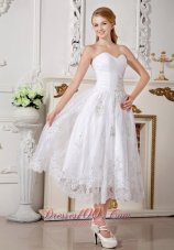 Sweetheart Appliques Short Wedding Dress Lace