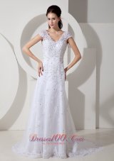 Lace Beading Court Train Bridal Wedding Dress