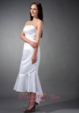 Ruched Mermaid Satin Short Wedding Dress