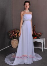 Appliques Chiffon Strapless Court Wedding Dress