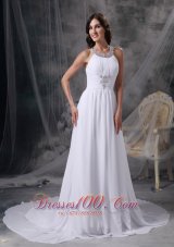 Empire Beading Chiffon Ruched Wedding Dress Train