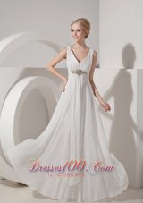 Beading V Neck Beach Wedding Guest Dresses Chiffon