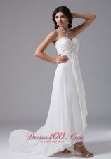 High Low Lace Ruched Sweetheart Bridal Dresses