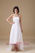 Appliques Strapless Chiffon High Low Bridal Dresses