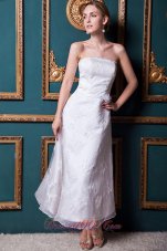 Flower Sash Appliques Strapless Wedding Dress Column