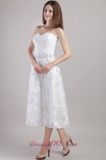 A-line Princess Sweetheart Appliques Beaded Wedding Dress