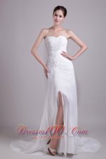 White Empire Ruched Sweetheart Chiffon Wedding Dress