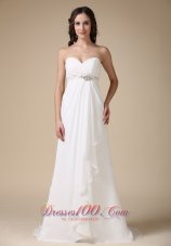 Sweetheart Brush Train Chiffon Beading Bridal Dress