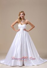 Watermelon Sweetheart Wedding Dresses with Brush Train