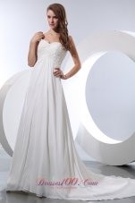 Elegant A-line Straps Wedding Gowns Chiffon Appliques