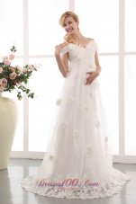 A-line Maternity Wedding Dress Appliques Floral Train