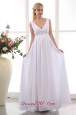 Empire V-neck Clearance Wedding Dress Chiffon Beading