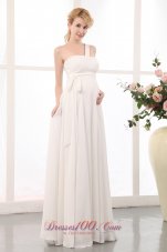 Beauty One Shoulder Maternity Wedding Dress Chiffon Sash