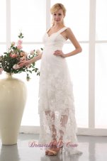 Vintage Modest Column Straps Wedding Dress Chiffon