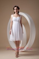 Dapper White Wedding Dress Sheath Straps Chiffon Beading