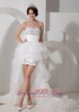 Vintage Lovely High-low Tulle Wedding Dress with Beading