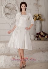 Custom Princess Short Wedding Dress Strapless Satin Ruch