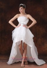 Beaded Unique Strapless Organza High-low Wedding Dress