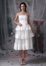 Gorgeous Empire Strapless Tea-length Floral Wedding Dress