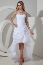 Mod Elegant A-line Strapless Wedding Dress High-low Organza