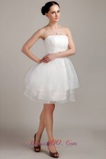 Nifty A-line Mini-length Beading Ruched Wedding Dress