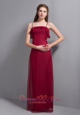 Spaghetti Straps Wine Red Bridesmaid Dresses Chiffon