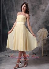 Ruch Light Yellow Short Prom Homecoming Dress Strapless