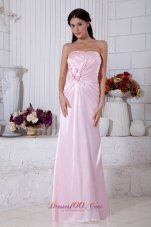 Light Pink Empire Pleats Bridesmaid Dress Strapless Beads