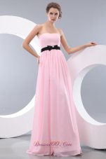 Baby Pink Empire Bow Belt Bridesmaid Dress Maxi Colored